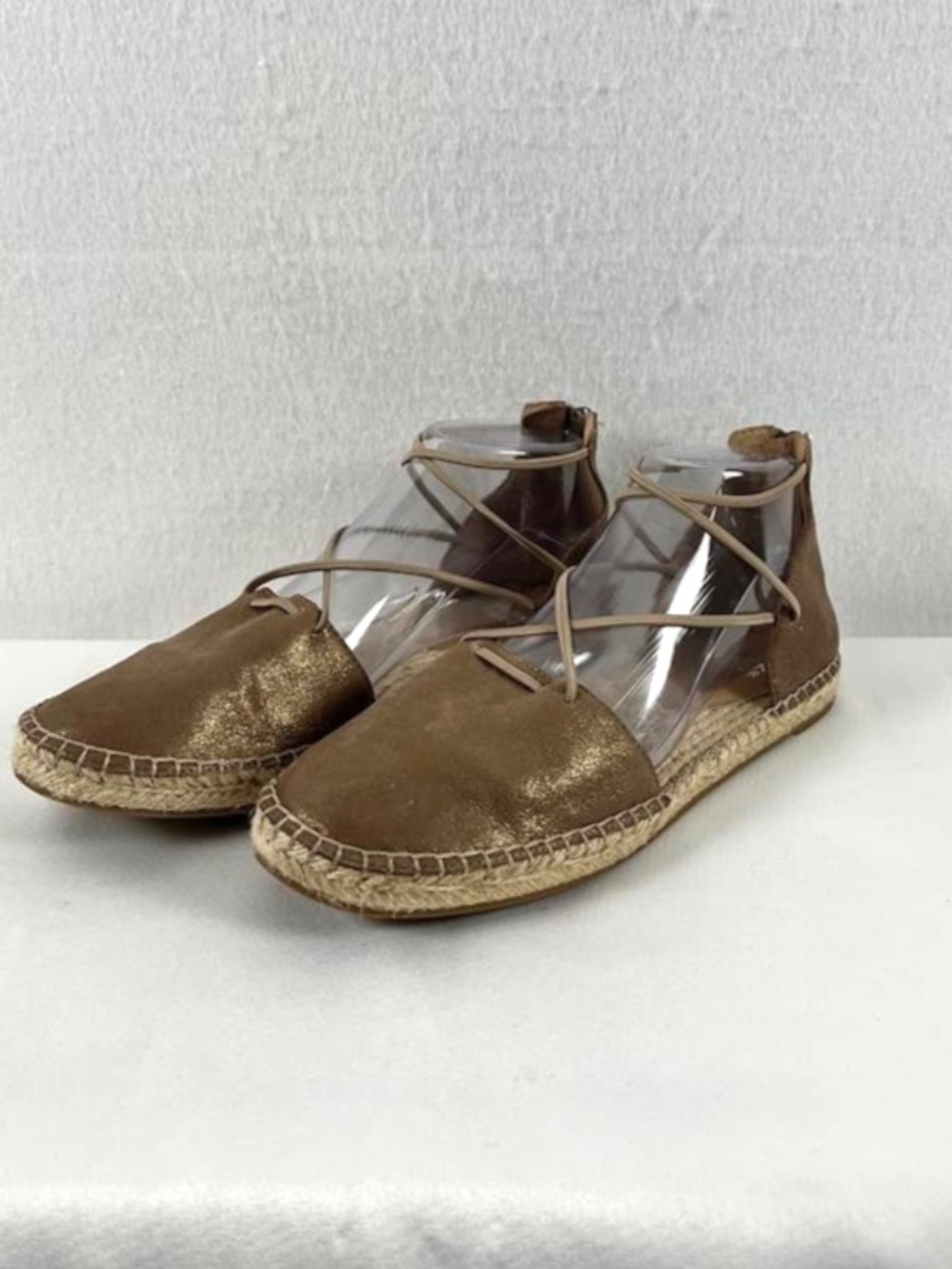 Eileen Fisher Lala Shimmer Metallic Suede Espadrille Flat Shimmer Bronze Sz 8